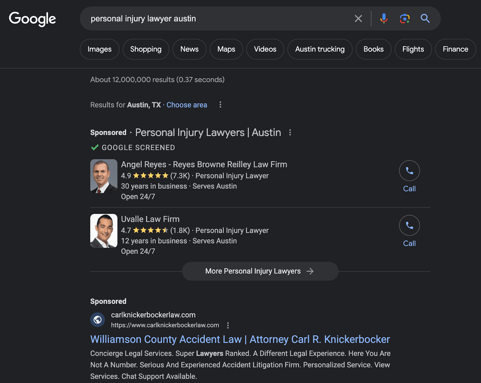 search results for personal injury lawyer austin
