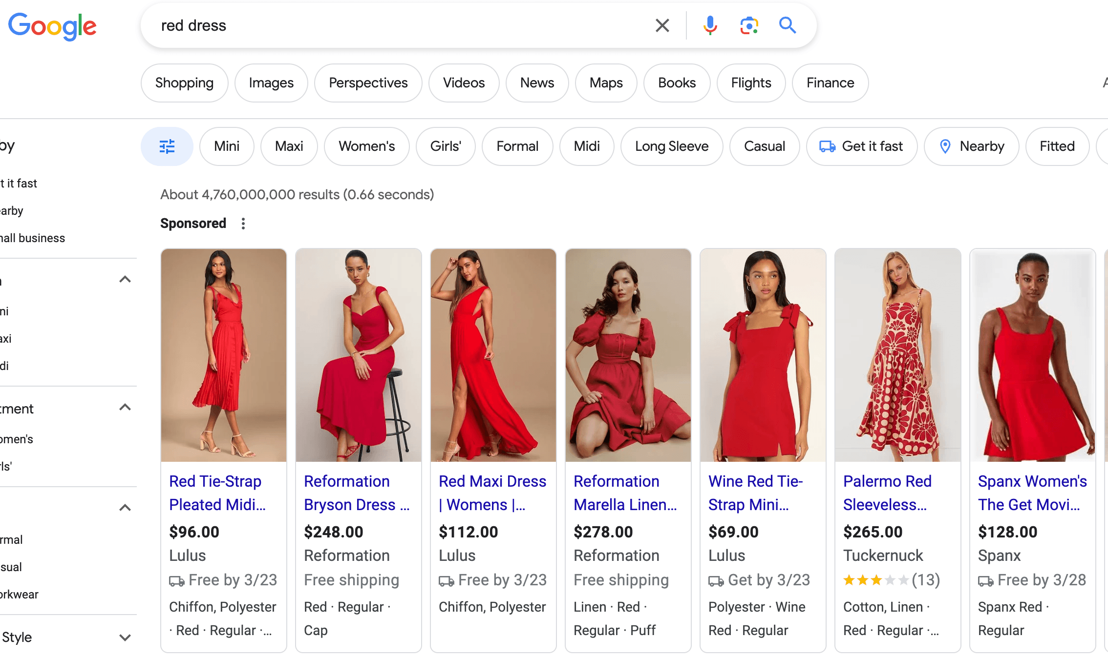 google ads example red dress