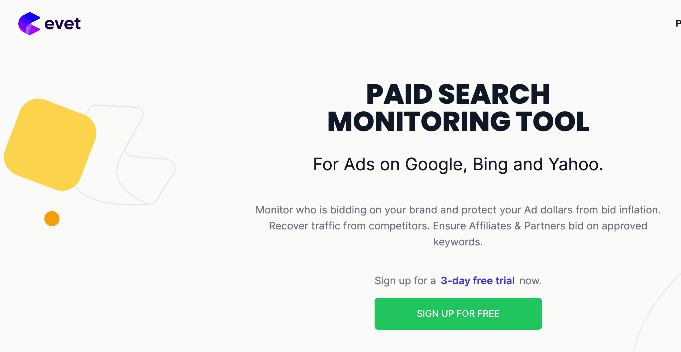 evet paid search monitoring tool