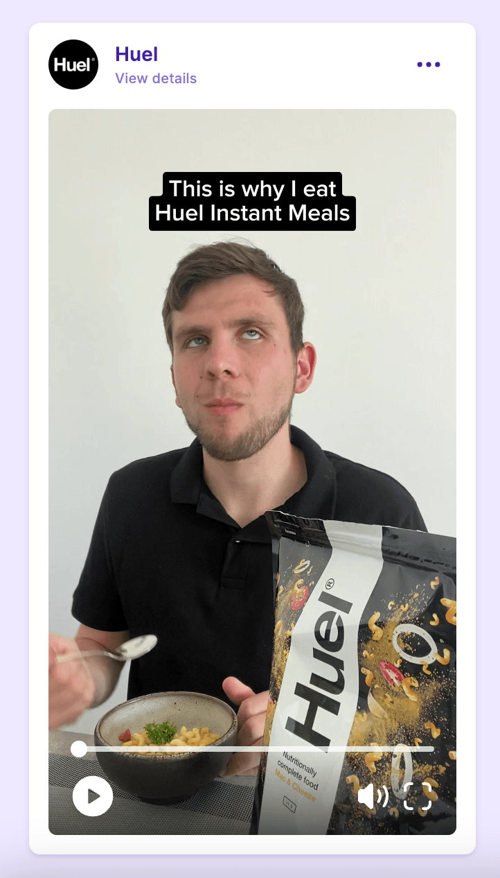 Huel UGC Advert