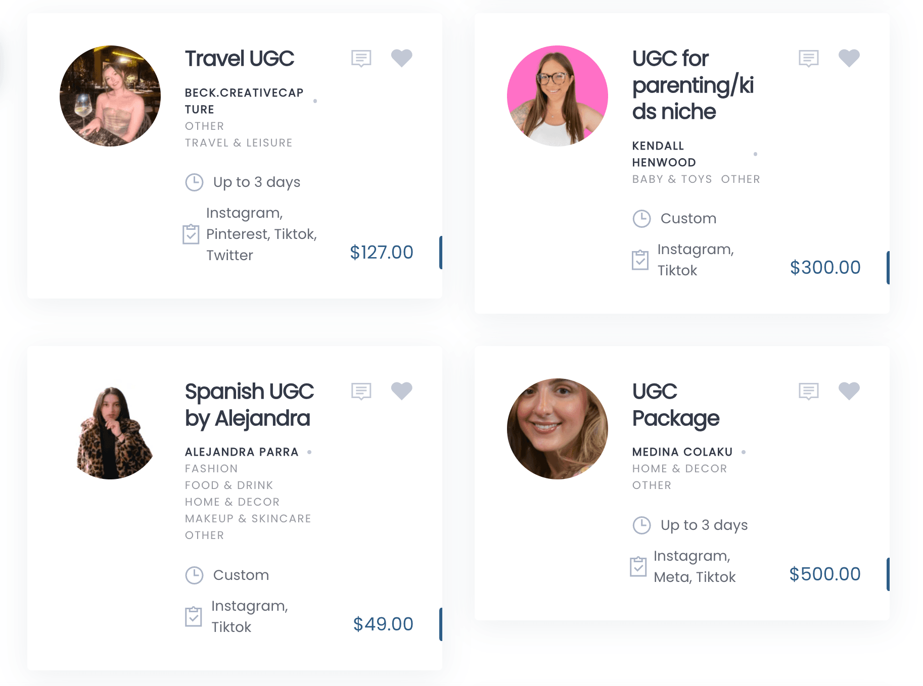 More UGC Pricing Examples