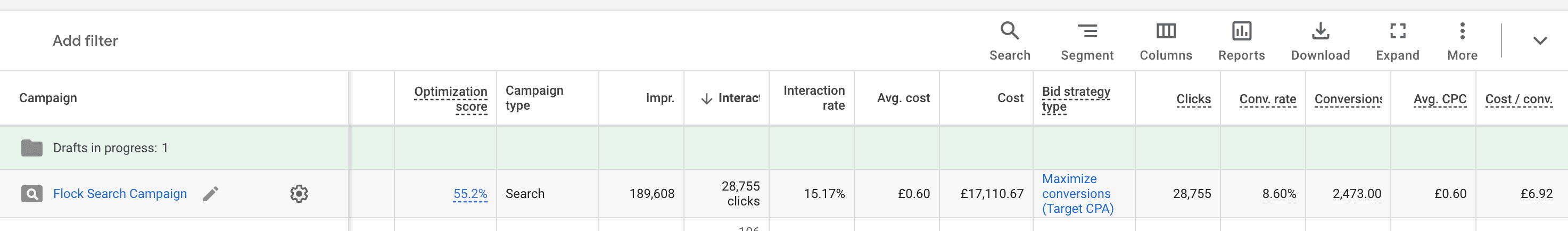 google ads results