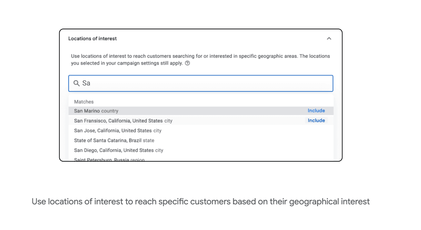 locations of interest AI Max