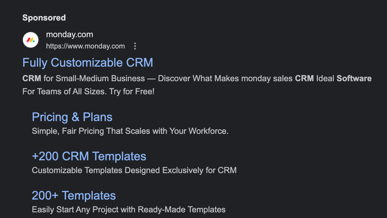 PPC Ad for Monday.com