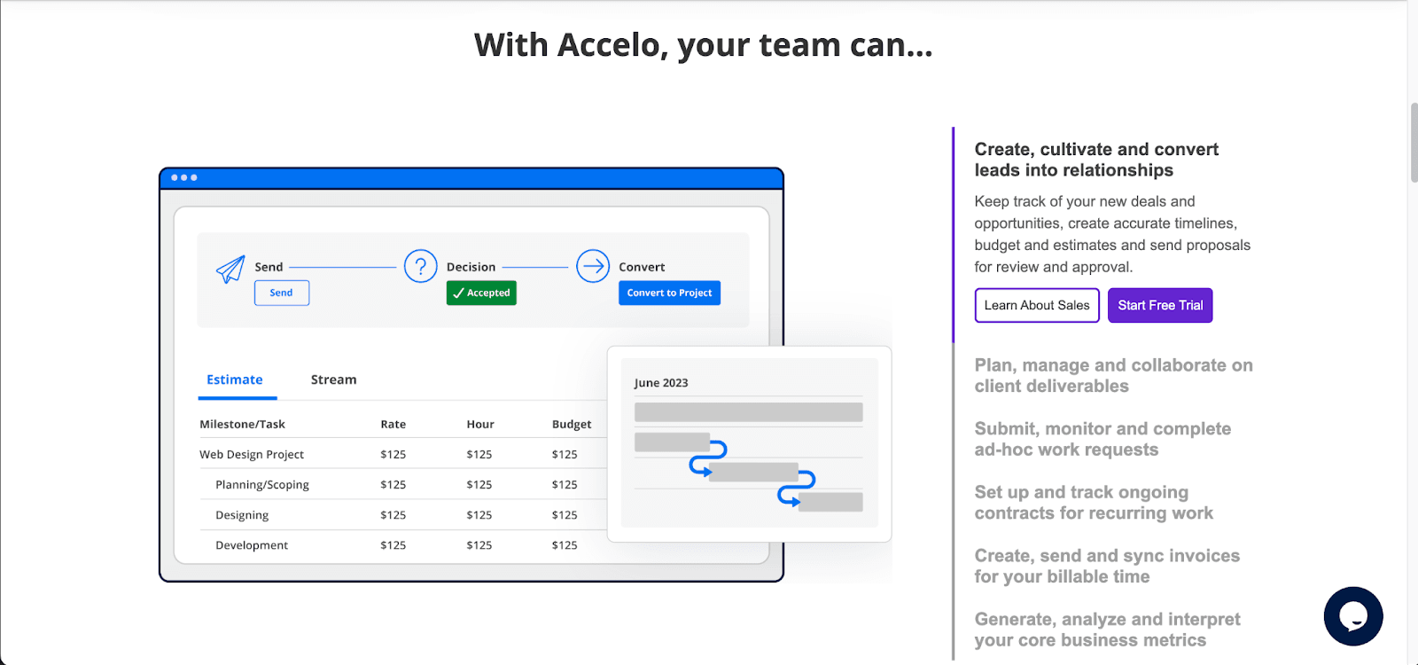 landing page for Accelo 3