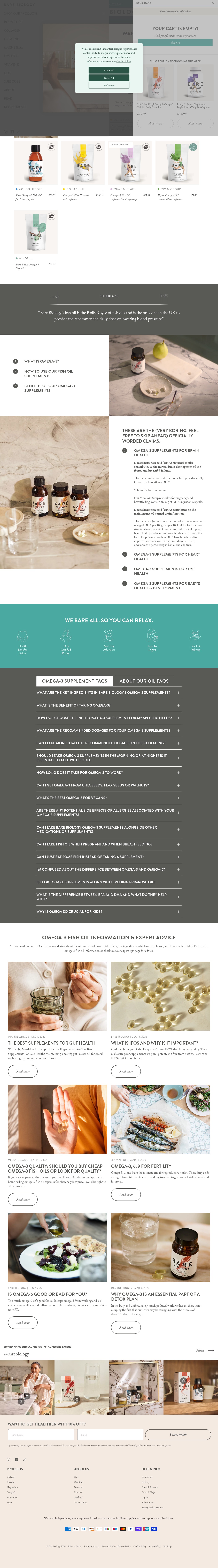 The original Bare Biology omega-3 collection page captured by Postclick