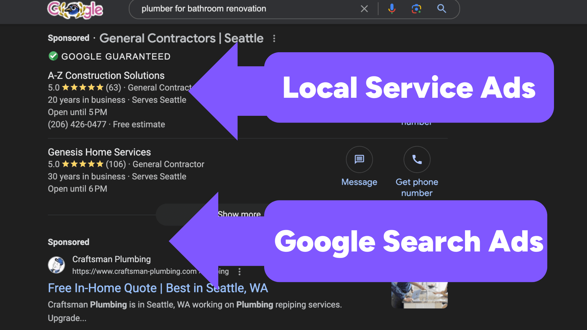 Local service ads vs Google search ads