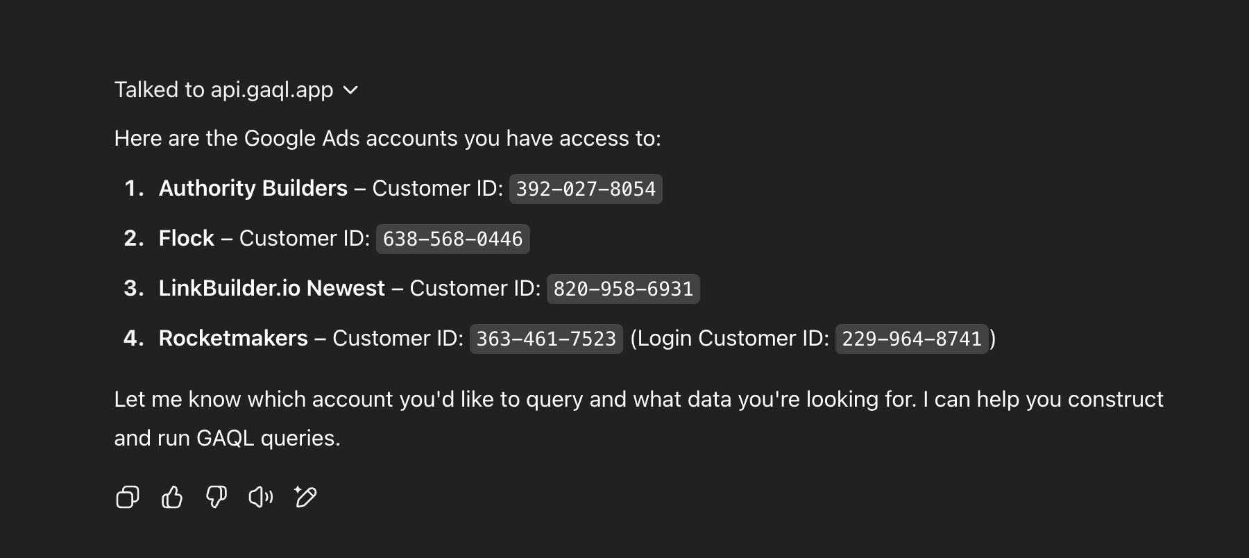 chat to google ads data via chatgpt