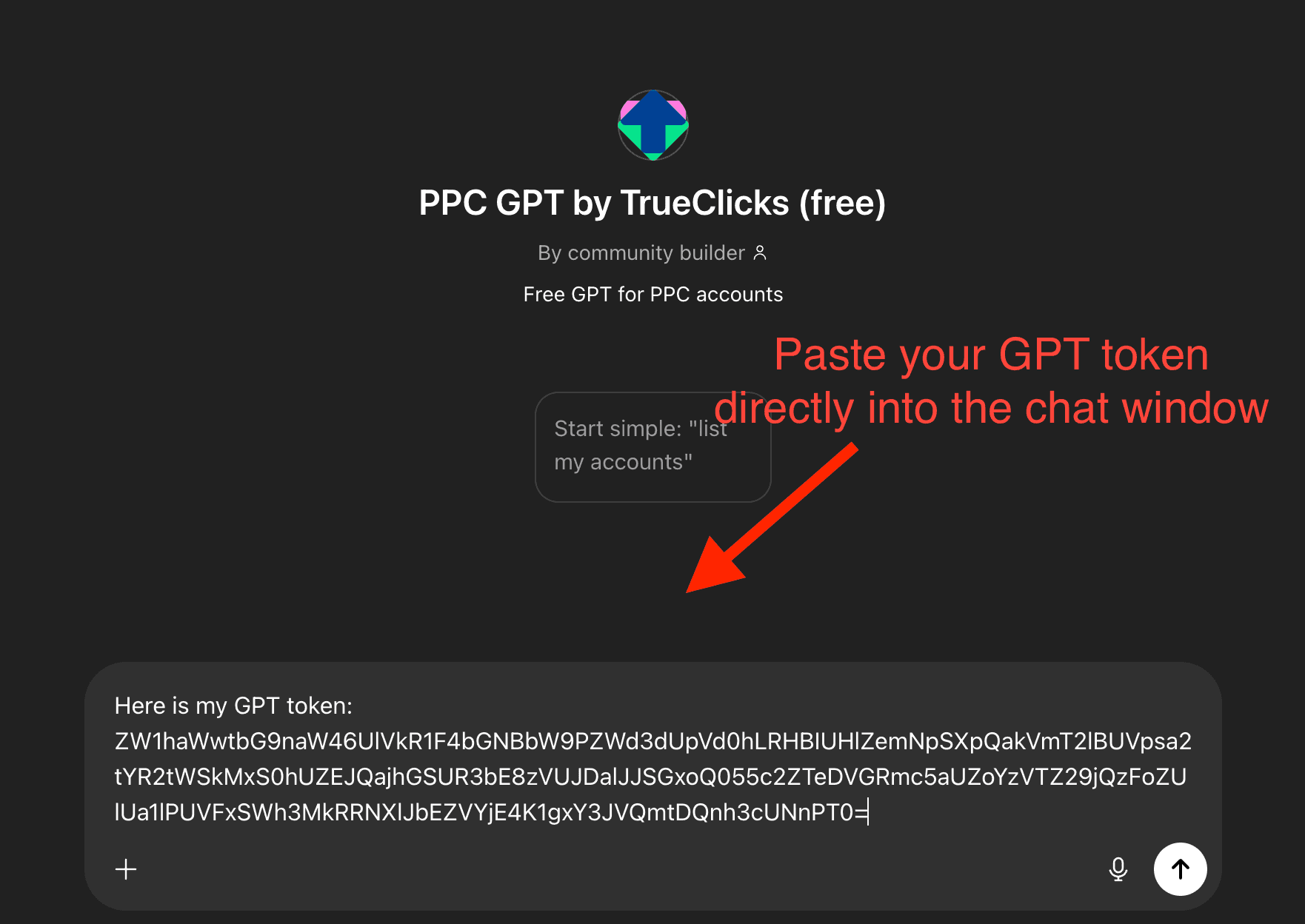 paste your GPT token into chat