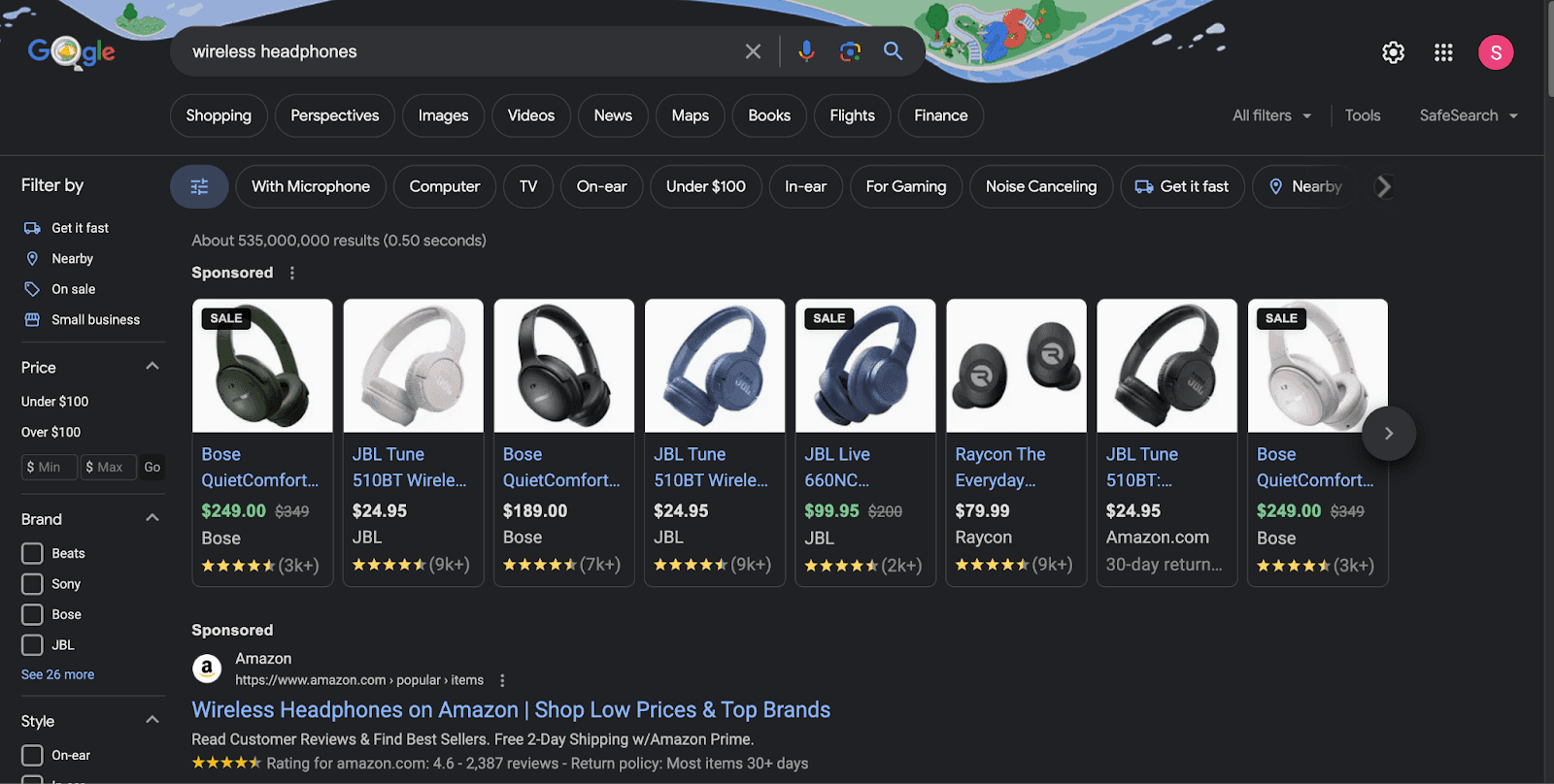 PPC ads on wireless headphones