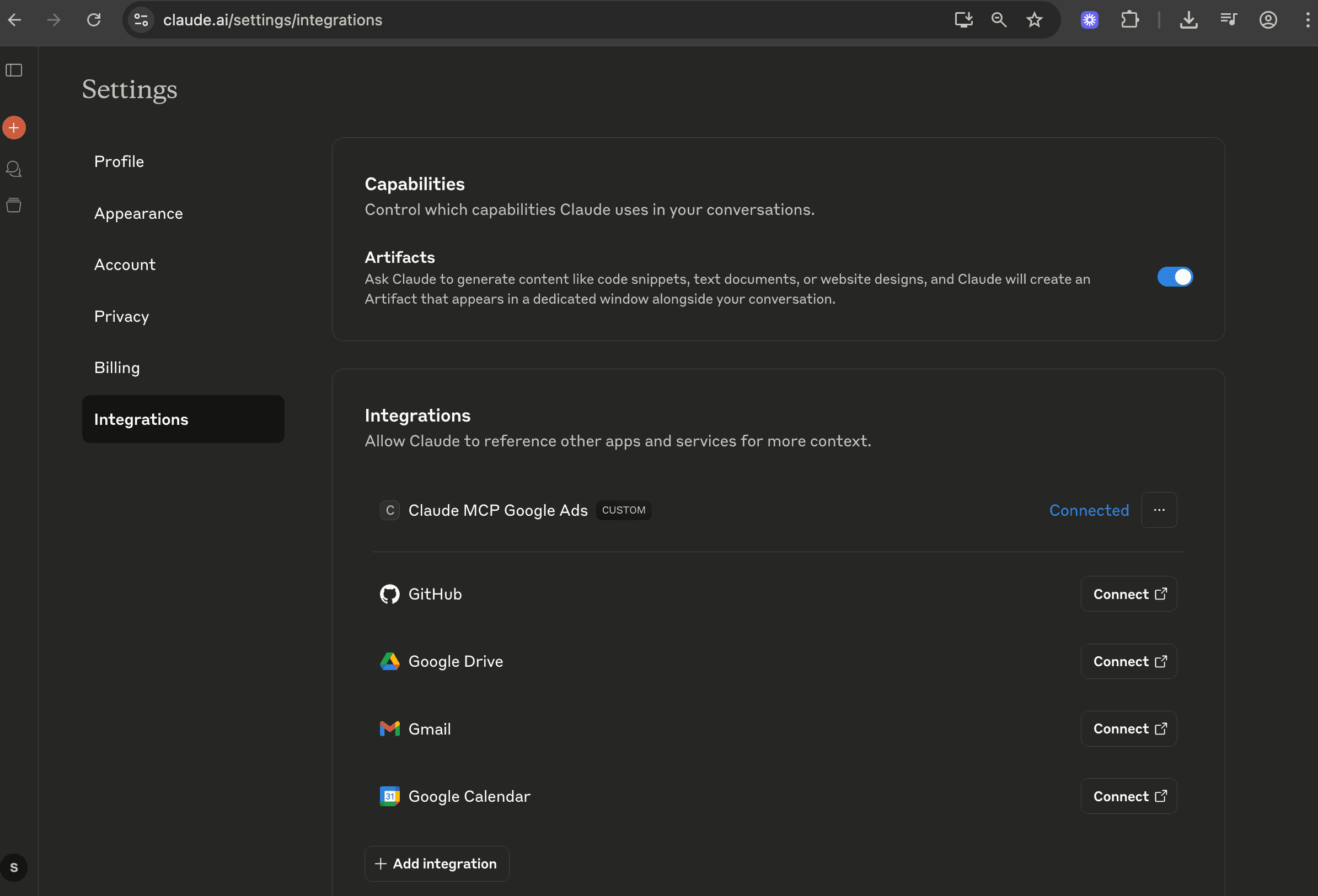 Claude MCP integrations