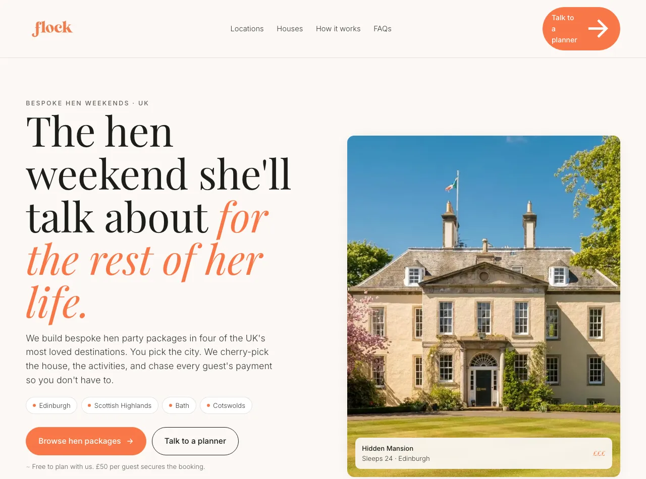 Ease-led Flock landing-page concept