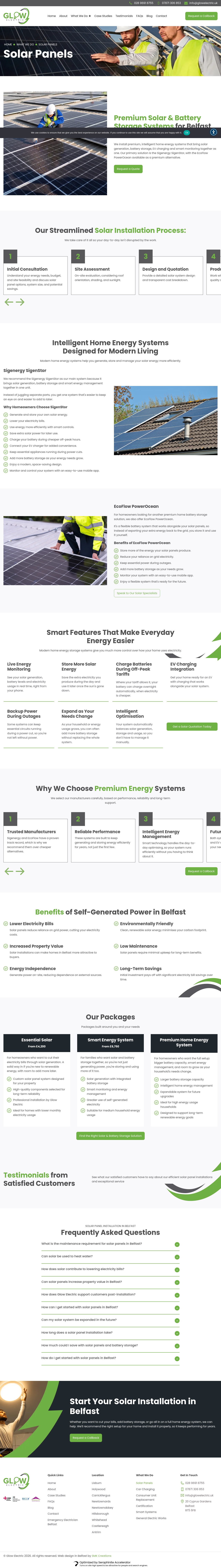 The original Glow Electric solar landing page captured by Postclick