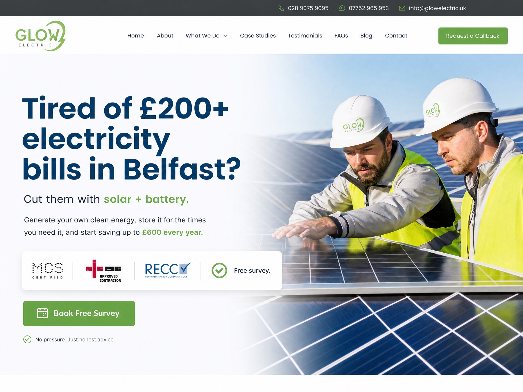 Glow Electric Postclick concept leading with electricity bill savings
