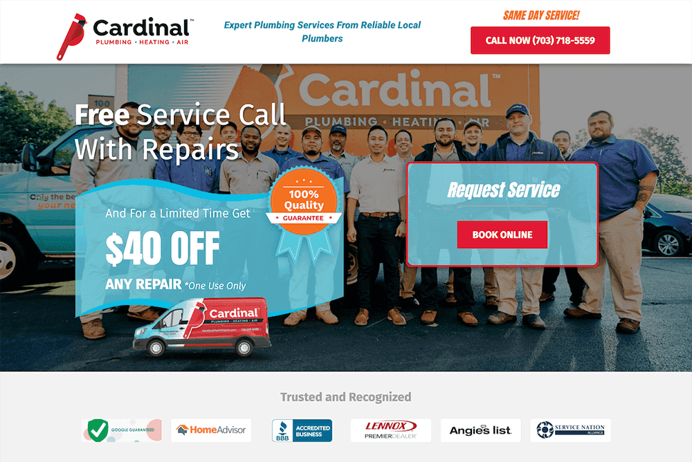plumber great landing page example