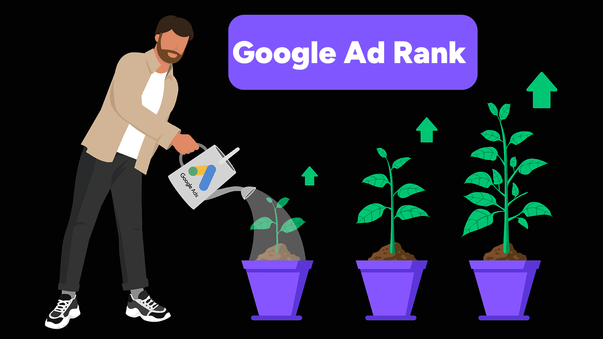Illustration explaining Google Ad Rank factors and how they affect ad position
