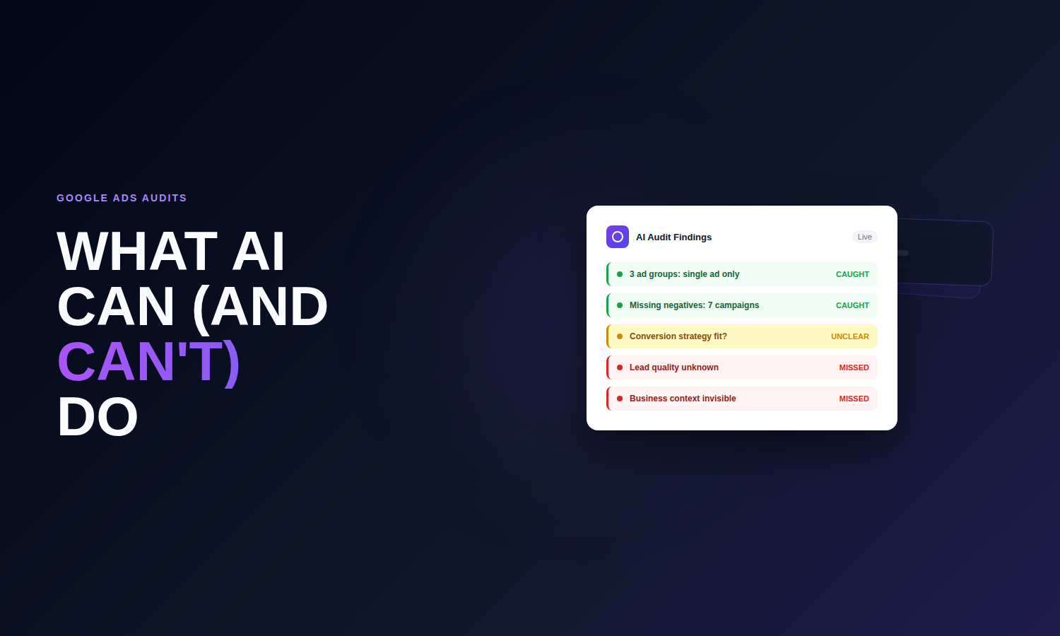 What AI can and can't do in a Google Ads audit