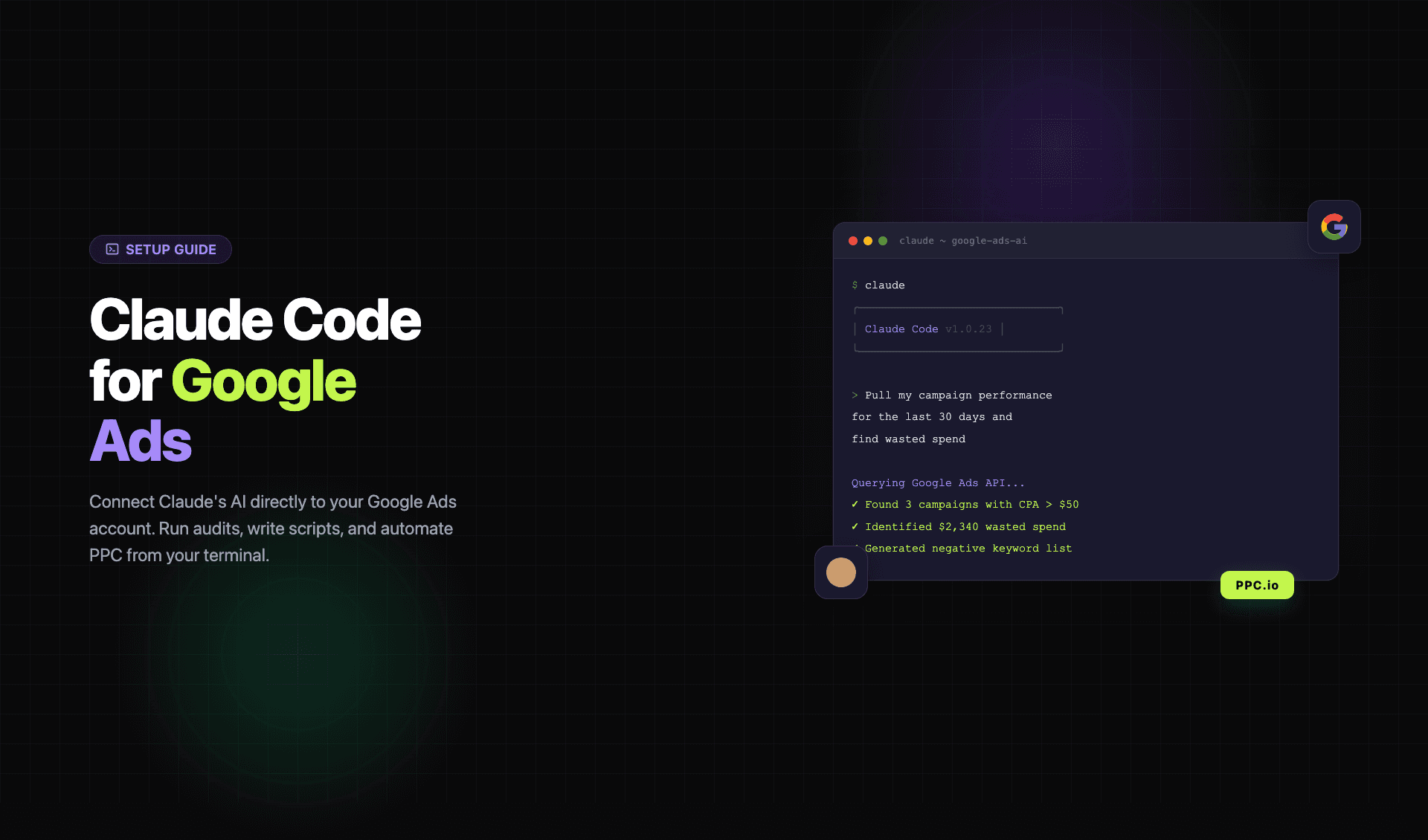 Claude Code connected to Google Ads for PPC management