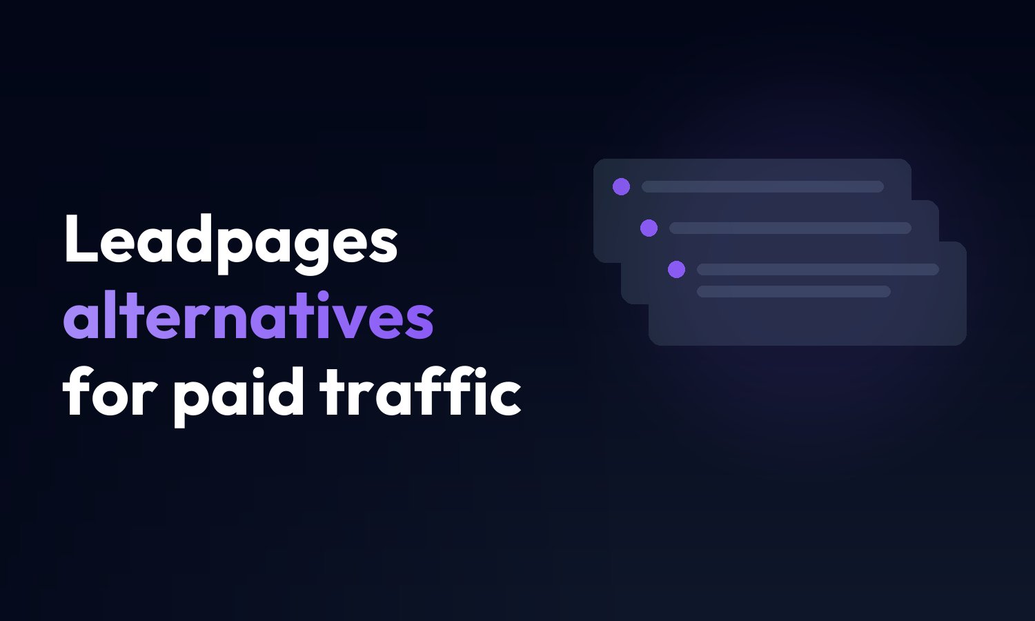 Cover reading Leadpages alternatives for paid traffic, beside stacked page cards on a dark background