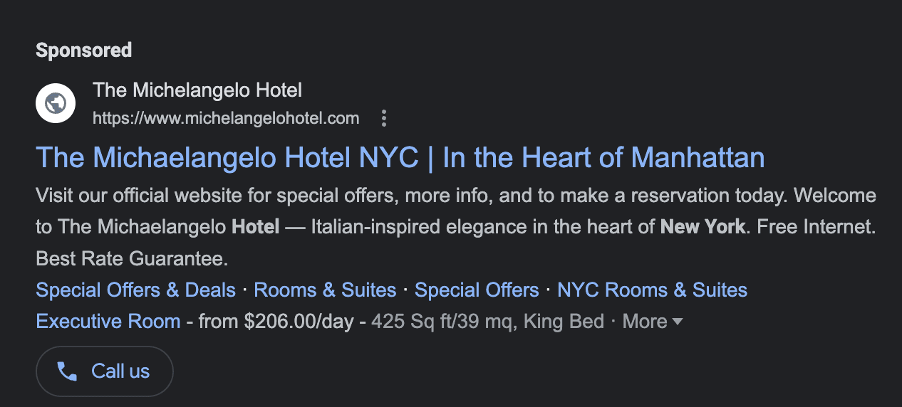 search results for the michaelangelo hotel
