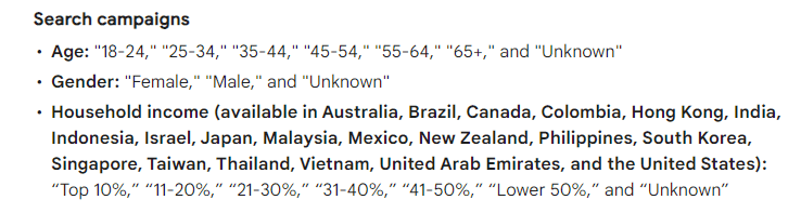 Search campaign demographics guide