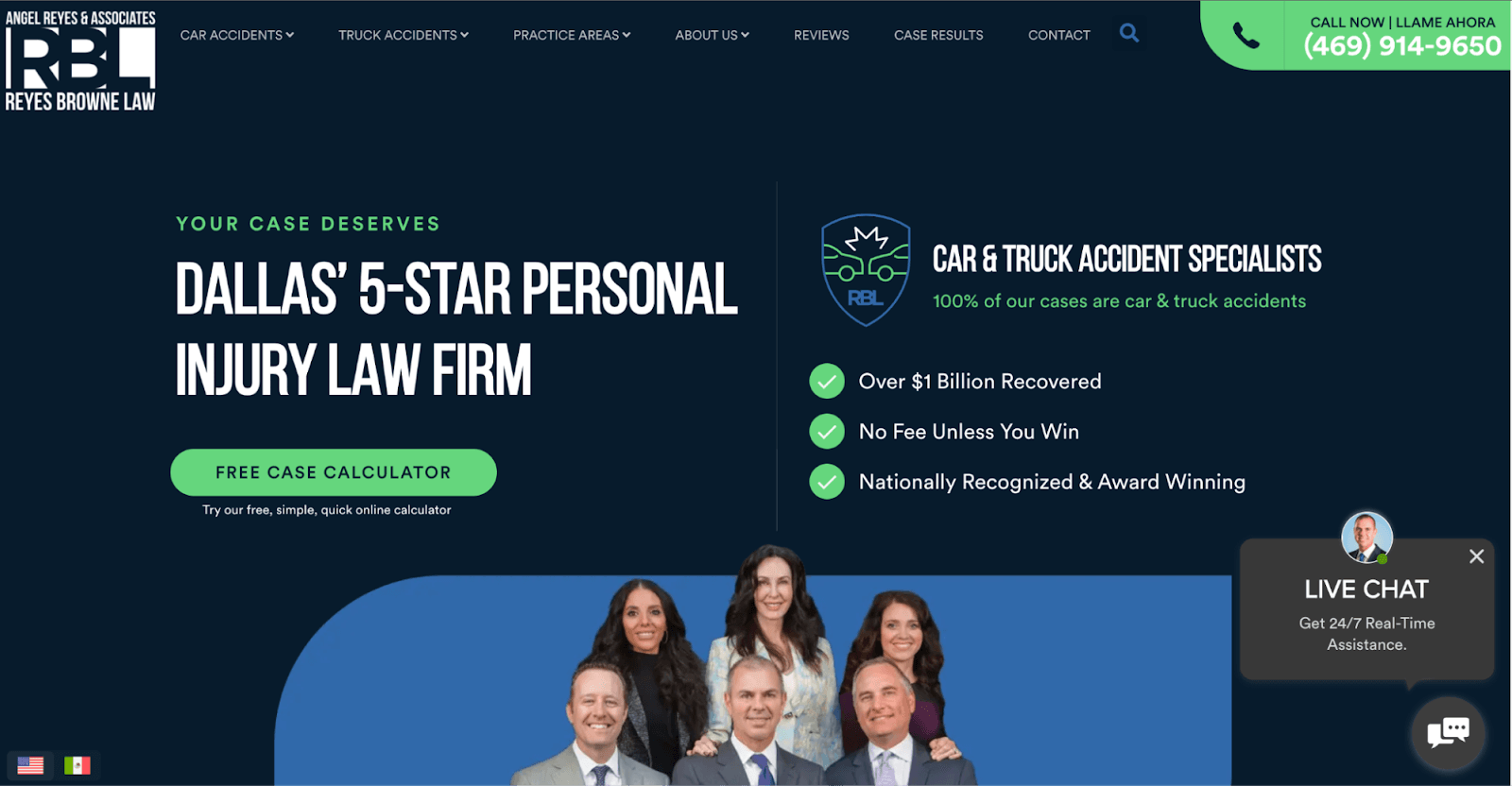 Landing page of RBL Law firm