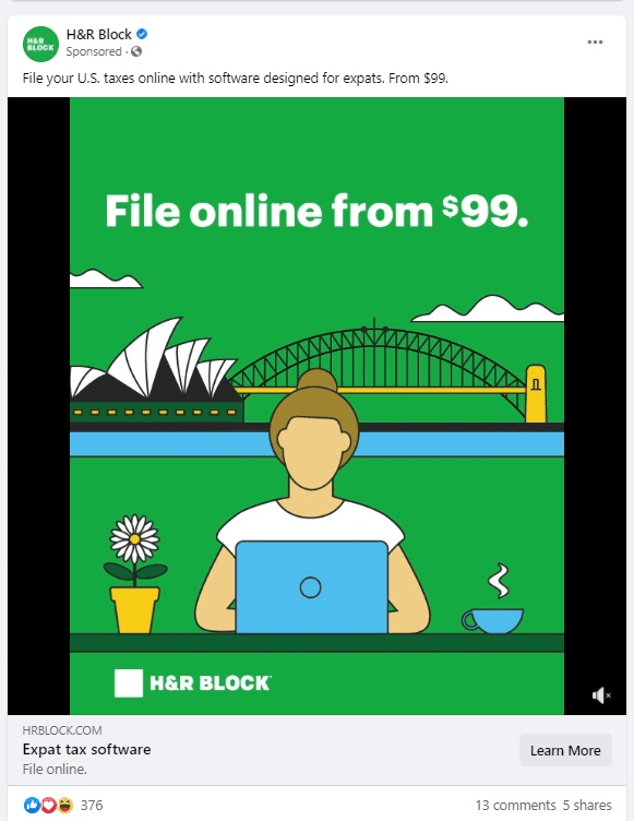 PPC sample ad for H&R Block