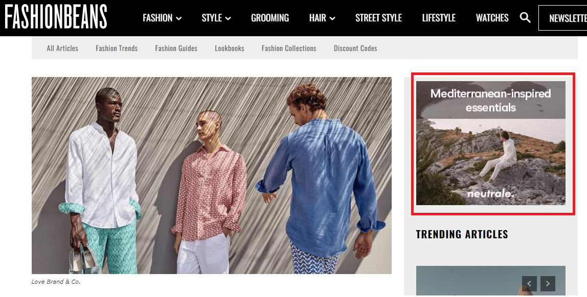 Screenshot of Fashionbeans website