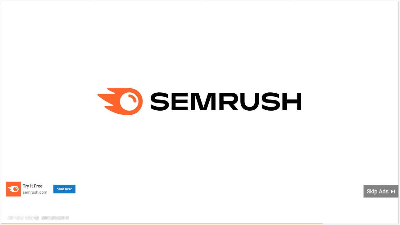 Youtube ad for SEMRUSH