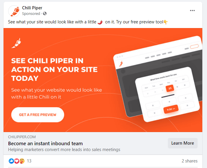 PPC ad for Chili Piper