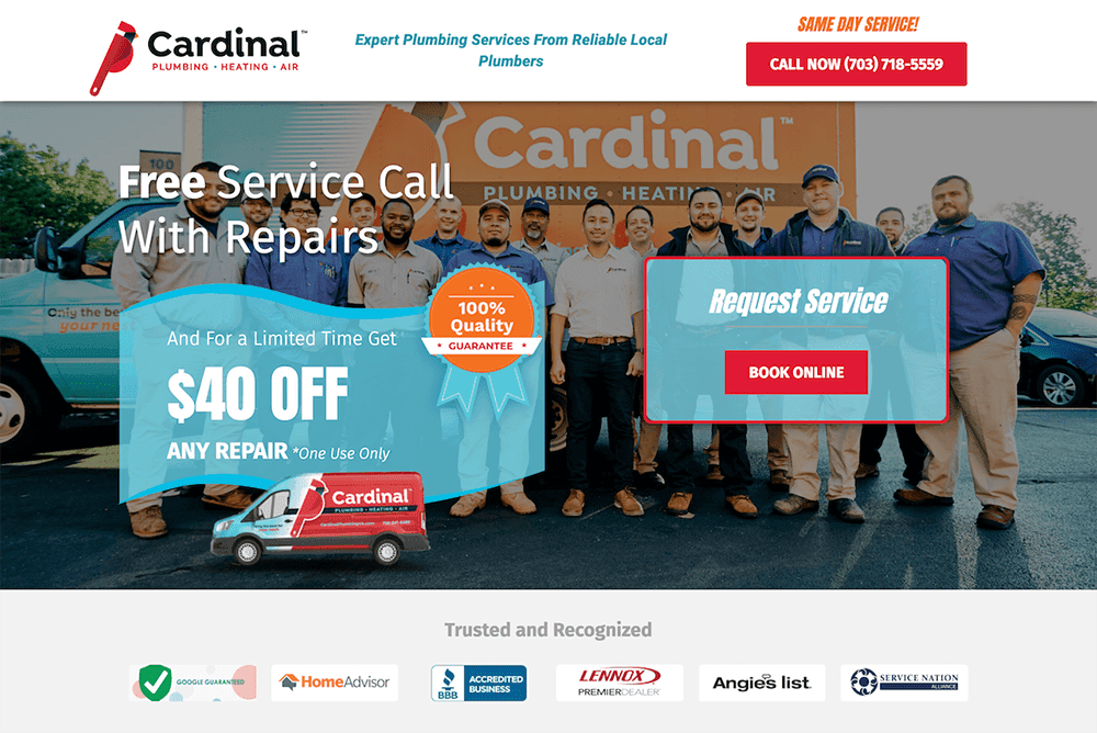 plumber great landing page example