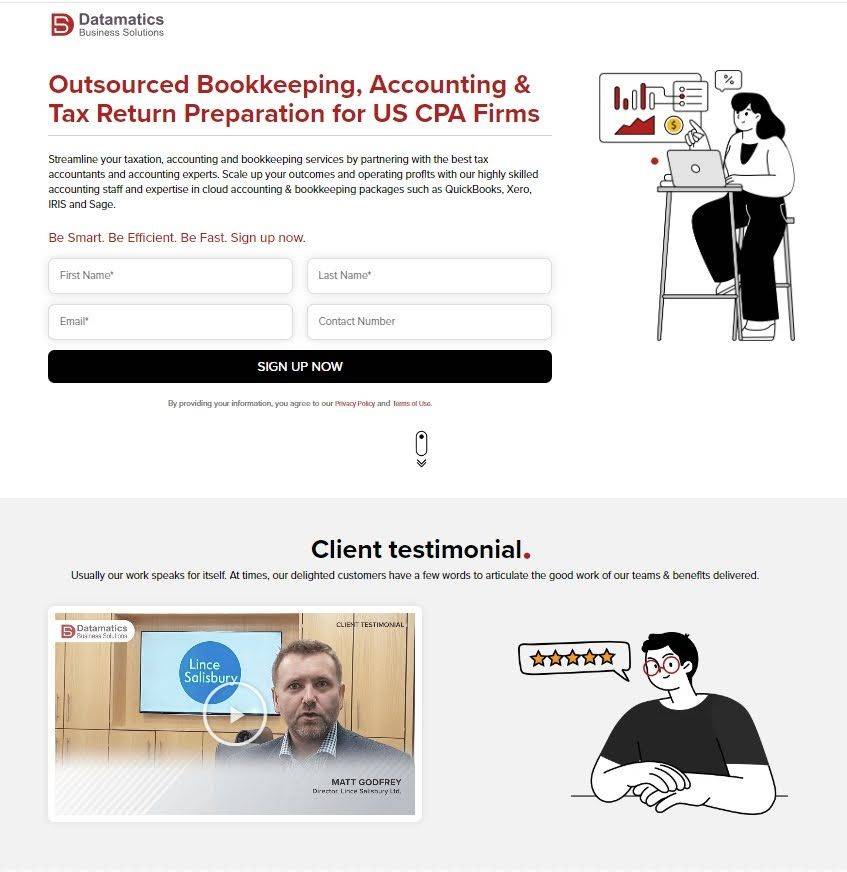 landing page for Datamatics