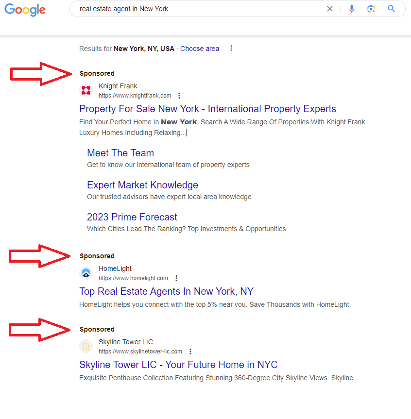 search results for real estate agents in NY