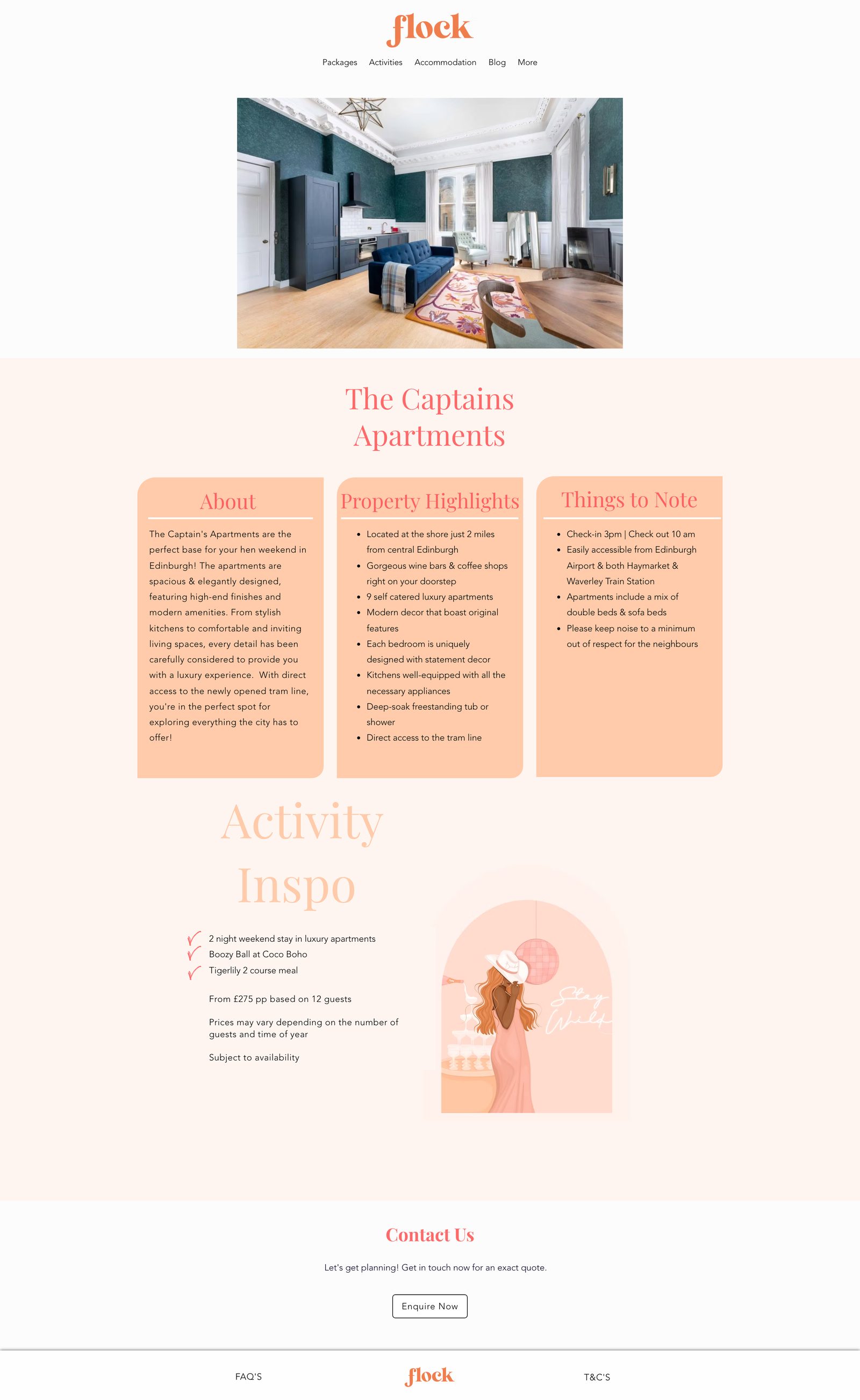 Old Wix version of A property page (The Captains Apartments)