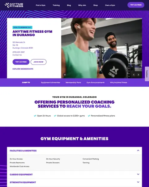 Gyms landing page example