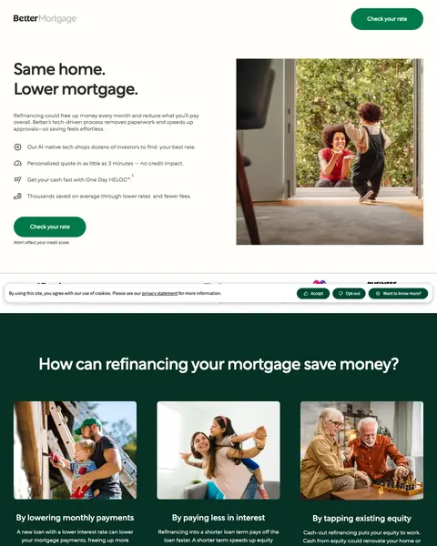 Mortgage landing page example