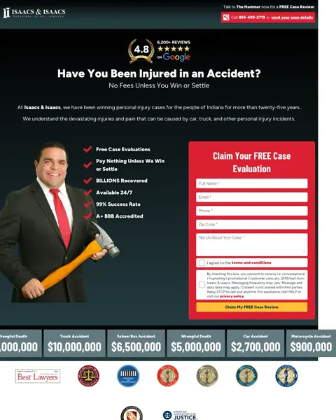Personal Injury Law landing page example