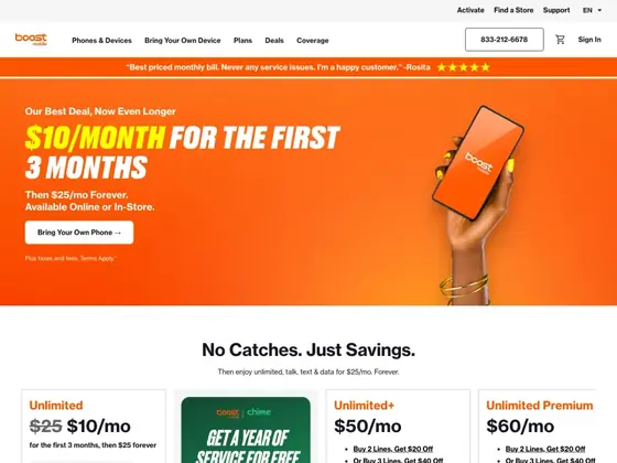 boostmobile.com: Price after the promotion sits underneath