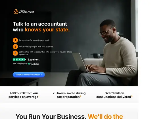 1800accountant.com: Headline answers what local search asks
