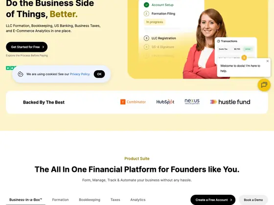 doola.com: Investor marks run in a strip under the hero