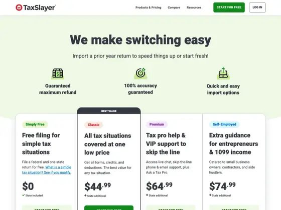 taxslayer.com: Guarantee icons answer switching fears