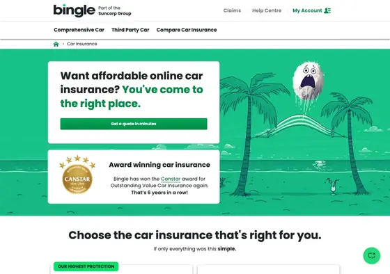 bingle.com.au: Cover columns argue with ticks and crosses