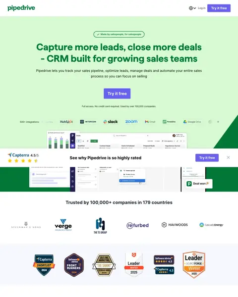 CRM Software landing page example