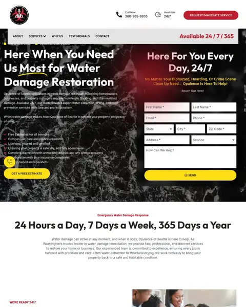 Water Damage Restoration landing page example