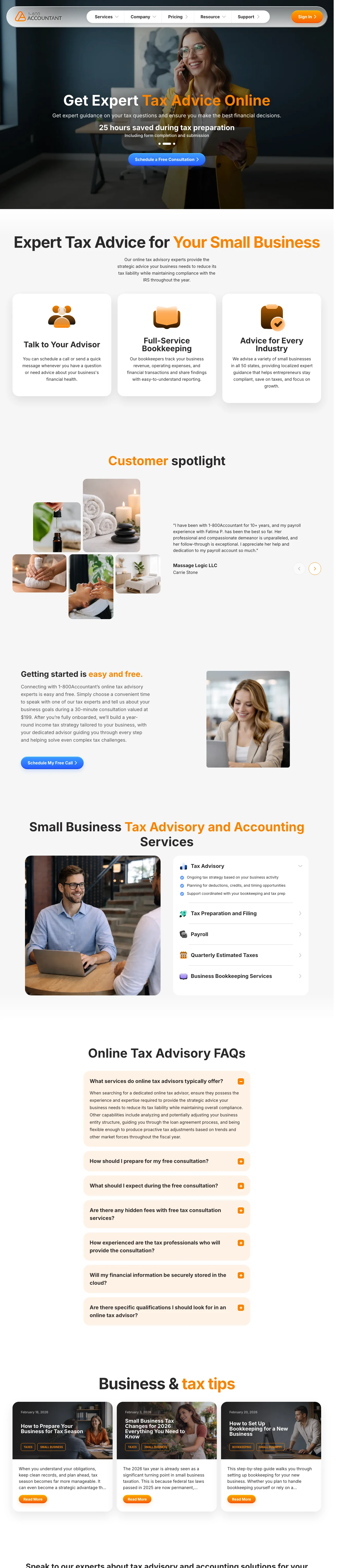 Accounting / Tax Services landing page example