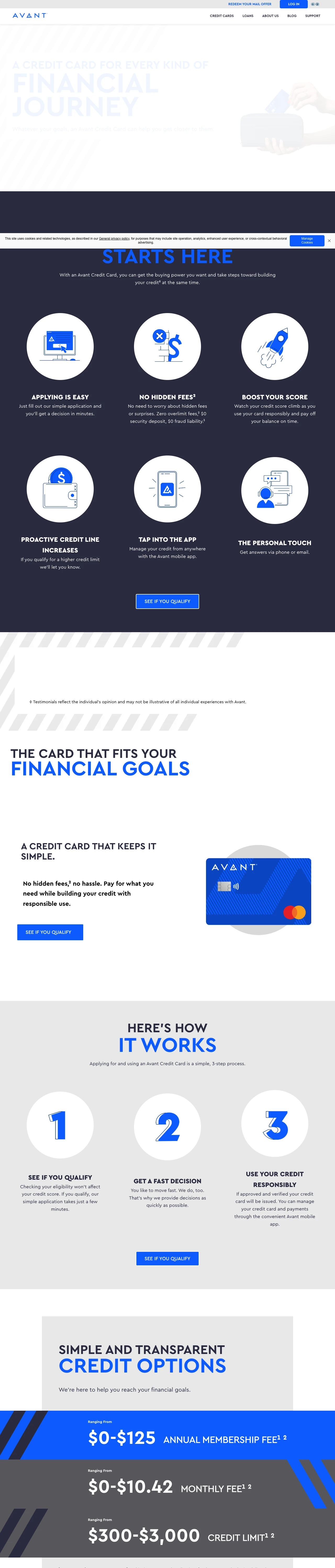 Credit Cards landing page example