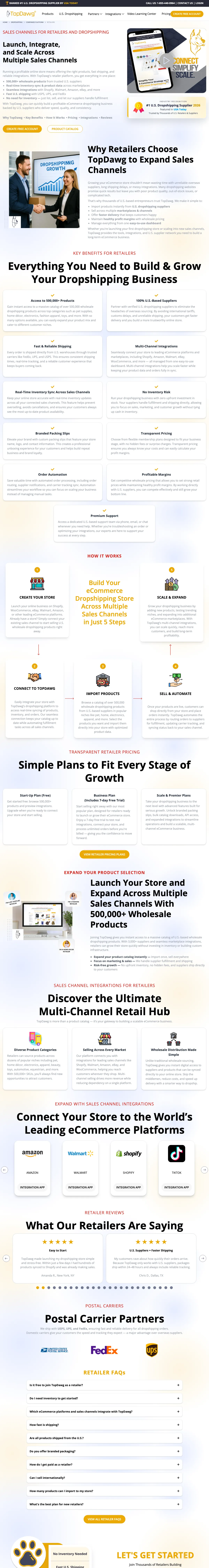 Ecommerce SaaS Platforms landing page example from topdawg.com