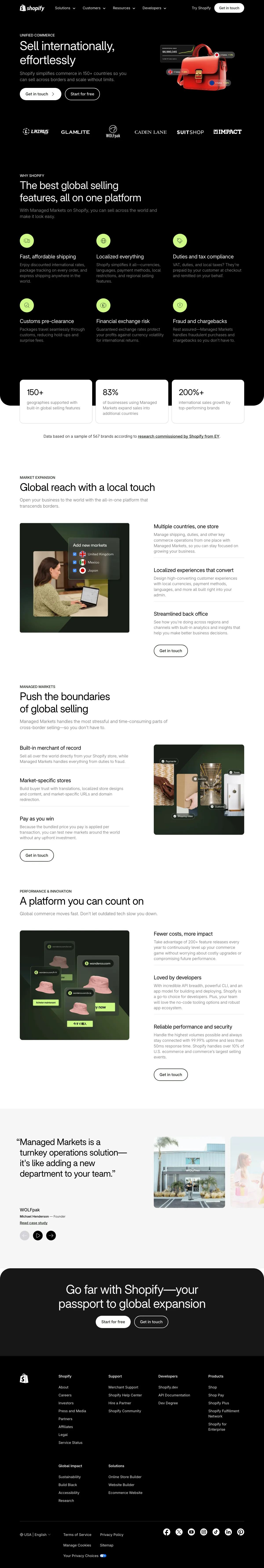 Ecommerce SaaS Platforms landing page example from shopify.com-plus