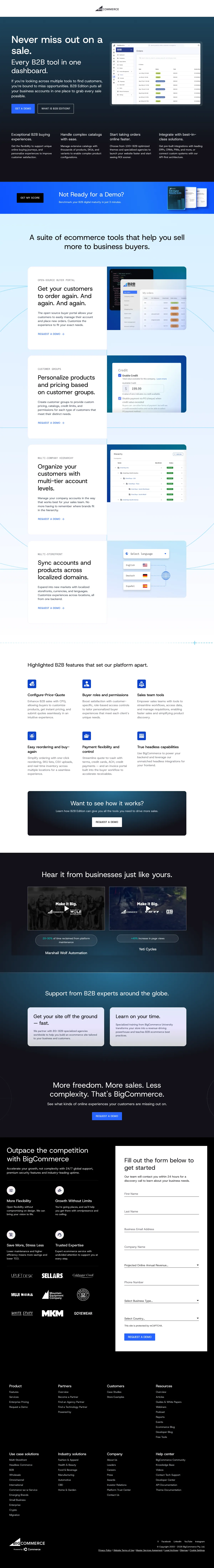 Ecommerce SaaS Platforms landing page example from bigcommerce.com-b2b
