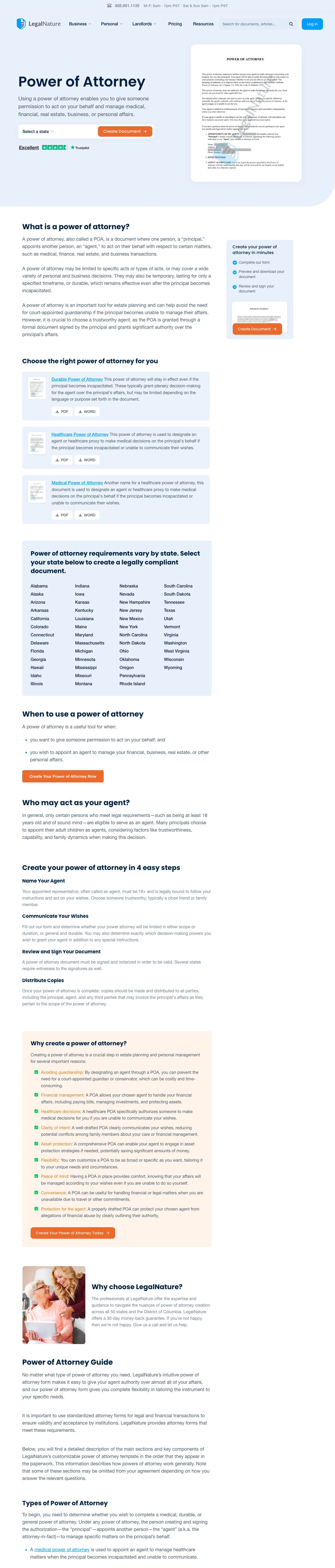 Estate Planning & Legal Documents landing page example